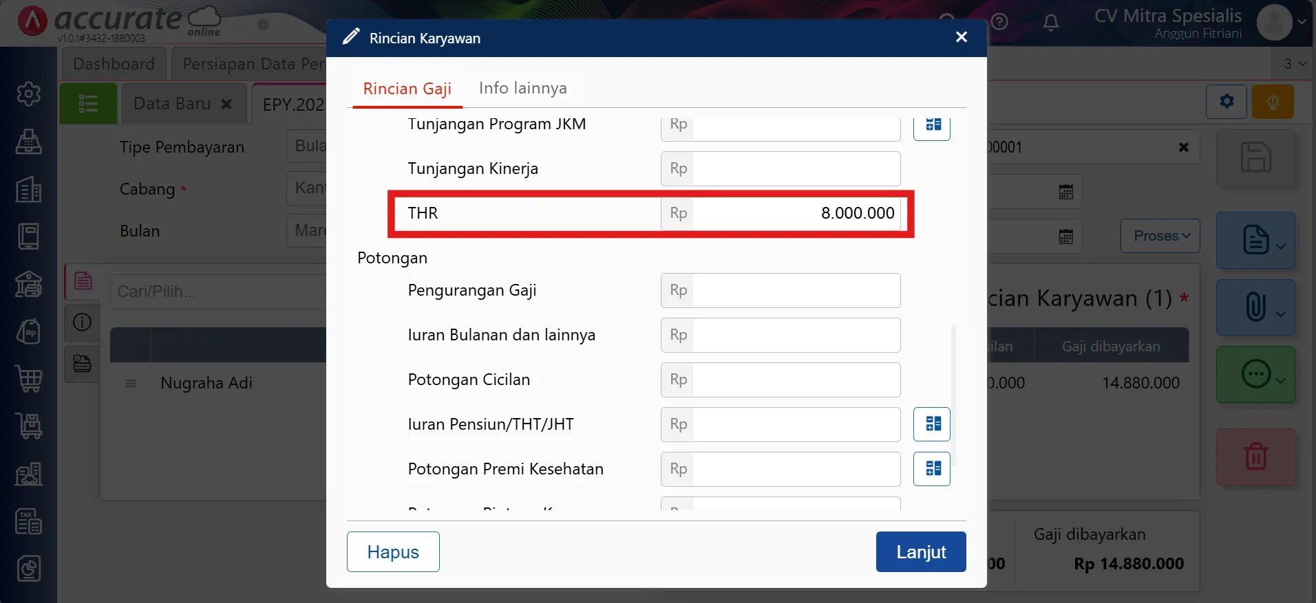 mencatat & menghitung PPh 21 bonus/THR karyawan